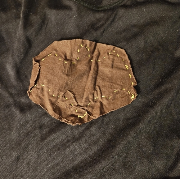 Hand Crafted Upcycled Long Sleeve Tee Black Yellow Batman Halloween Costume L - Picture 11 of 12